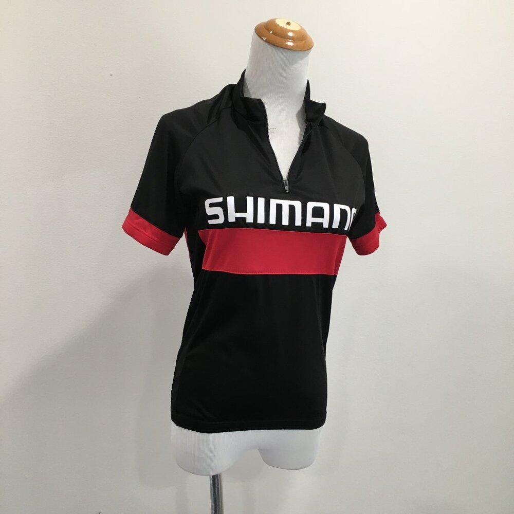 SHIMANO TriFemme Short Sleeve Black Red White Stretch 1/4 Zip Cycling Jersey
